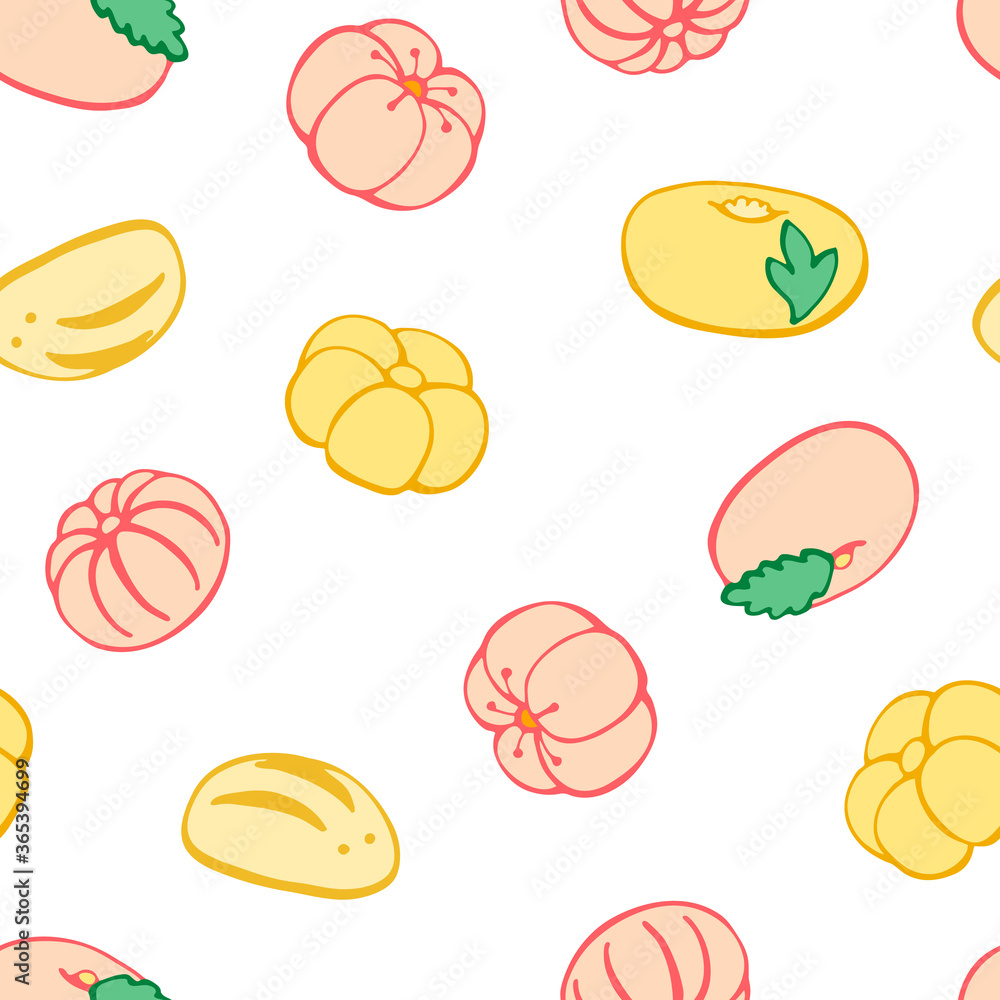 Seamless pattern with Japanese desserts, sweets: mochi, wagashi. Hand drawn vector illustration in sketch style. Perfect for greetings, invitations, manufacture wrapping paper, textile and web design Seamless pattern with Japanese desserts, sweets: mochi, wagashi. Hand drawn vector illustration in sketch style. Perfect for greetings, invitations, manufacture wrapping paper, textile and web design