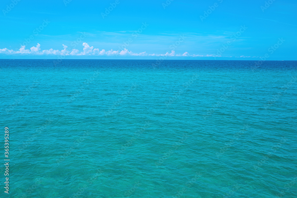 Ocean blue Background. panorama. Tropical ocean and beach. Vacation travel background. Summer vacation travel holiday background concept.