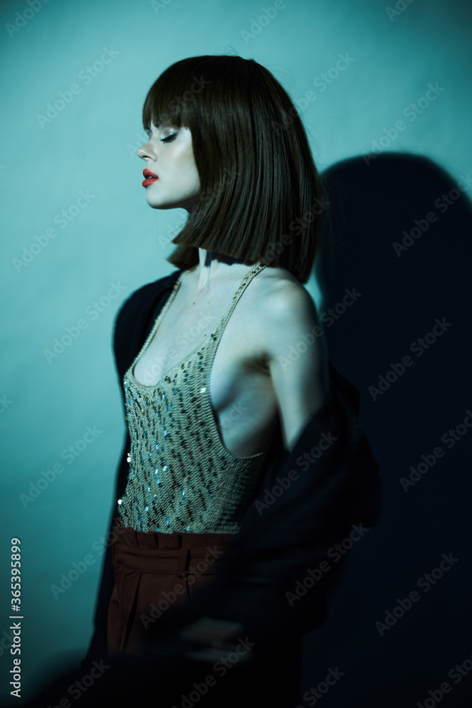 Fototapeta premium person evening suit dark room a party