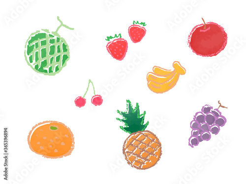 フルーツ手描き風セット