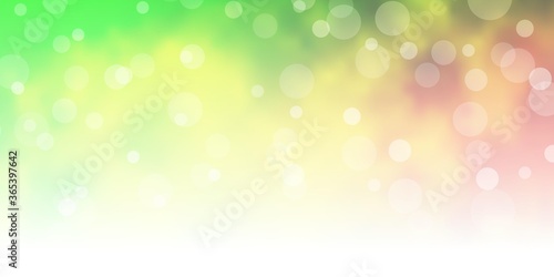 Light Green, Yellow vector background with circles. Abstract illustration with colorful spots in nature style. Pattern for business ads.