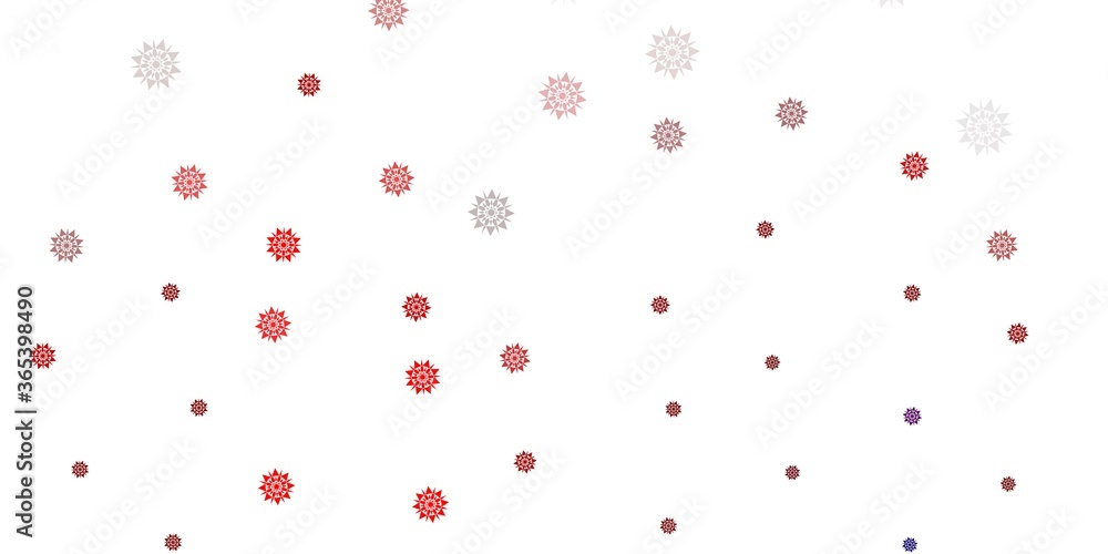 Light orange vector beautiful snowflakes backdrop with flowers.