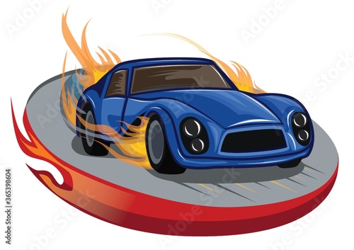 fiery race car