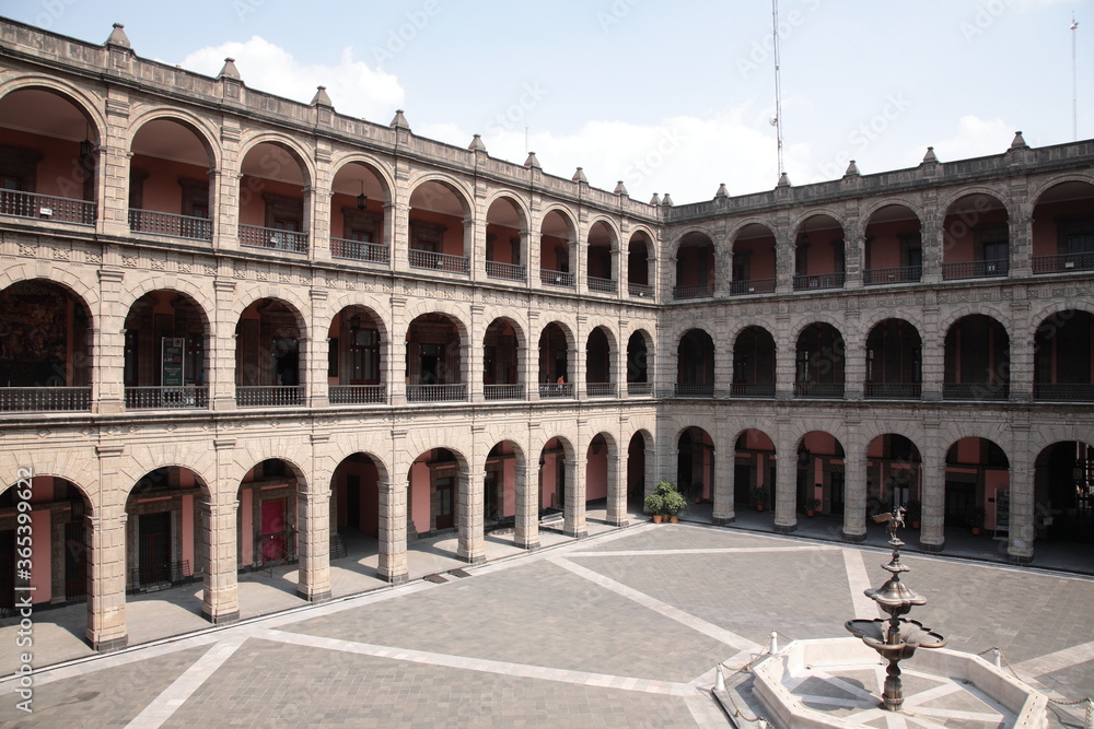 View of National Palace, the seat of the Mexican president and the federal executive in Zocalo square Mexico city, Mexico