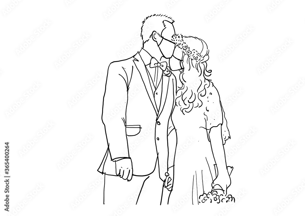 new normal wedding, bride and groom wear face masks to against COVID-19 pandemic new normal wedding, bride and groom wear face masks to against COVID-19 pandemic