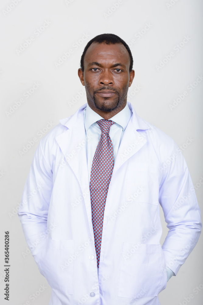 Portrait of handsome bearded African man doctor Portrait of handsome bearded African man doctor