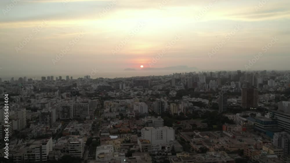 Aerial view of the sunset over the city of Lima, Peru Aerial view of the sunset over the city of Lima, Peru