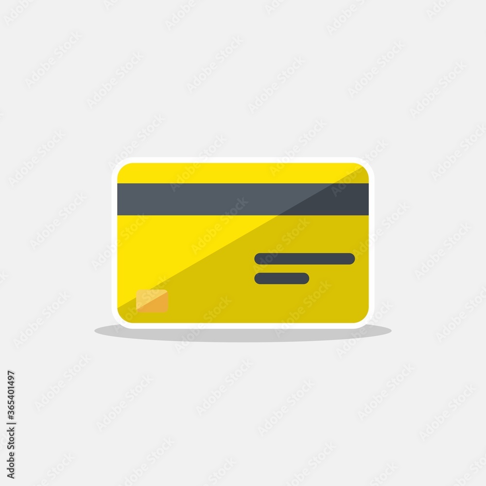 Credit card Yellow - White Stroke+Shadow icon vector isolated. Flat style vector illustration. Credit card Yellow - White Stroke+Shadow icon vector isolated. Flat style vector illustration.