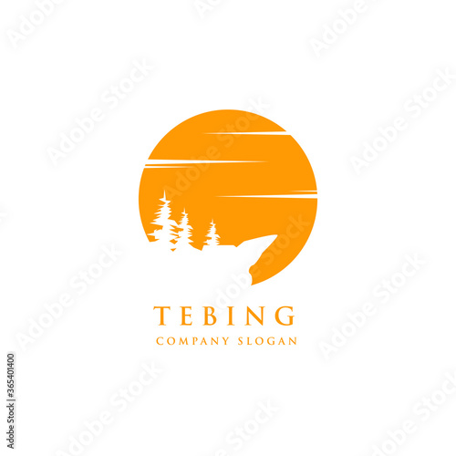 cliffs with pine tree logo design inspiration