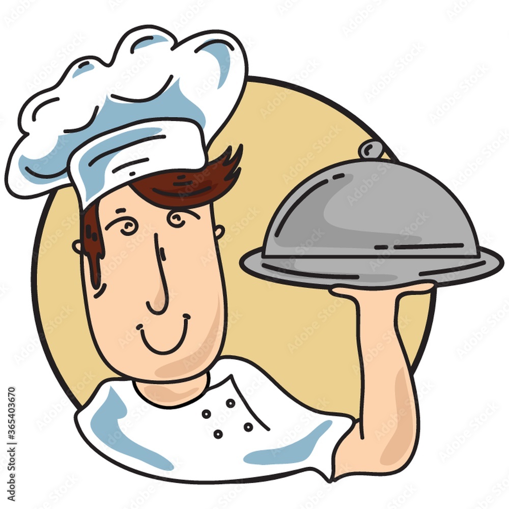chef holding cloche chef holding cloche