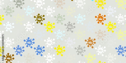 Light blue, yellow vector texture with disease symbols.