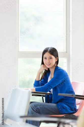 Asian College Student On Campus
