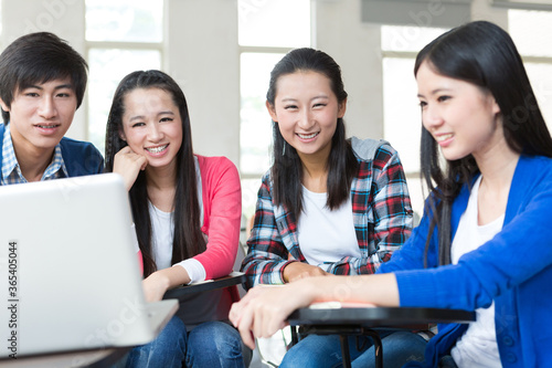 Photography Asian College Student On Campus