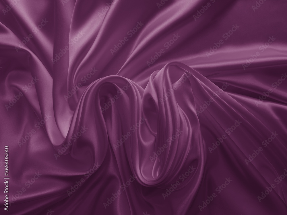 Fototapeta premium Beautiful elegant wavy dark purple satin silk luxury cloth fabric texture, abstract background design. Card or banner.