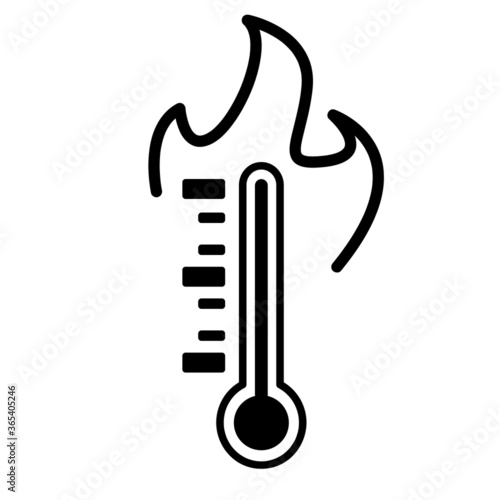 Overheat Thermometer Vector Line Design for Icon, Symbol, Graphic Resources, and Logo. EPS 10 Editable Stroke
