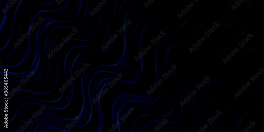 Dark BLUE vector texture with wry lines. Abstract illustration with gradient bows. Template for your UI design.