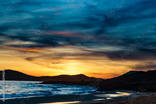 Sunset over sea, Calblanque beach, Spain