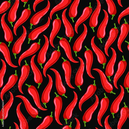 Pepper seamless pattern on the black background