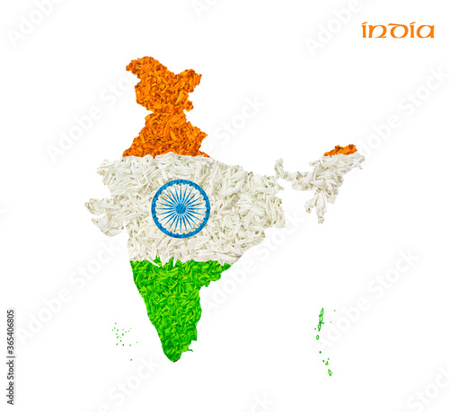 Photography India map india flag created with natural flowers, india map decorated with natu