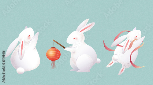 Element set of cute rabbits