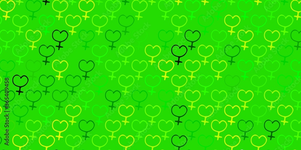 Light Green, Yellow vector texture with women's rights symbols.