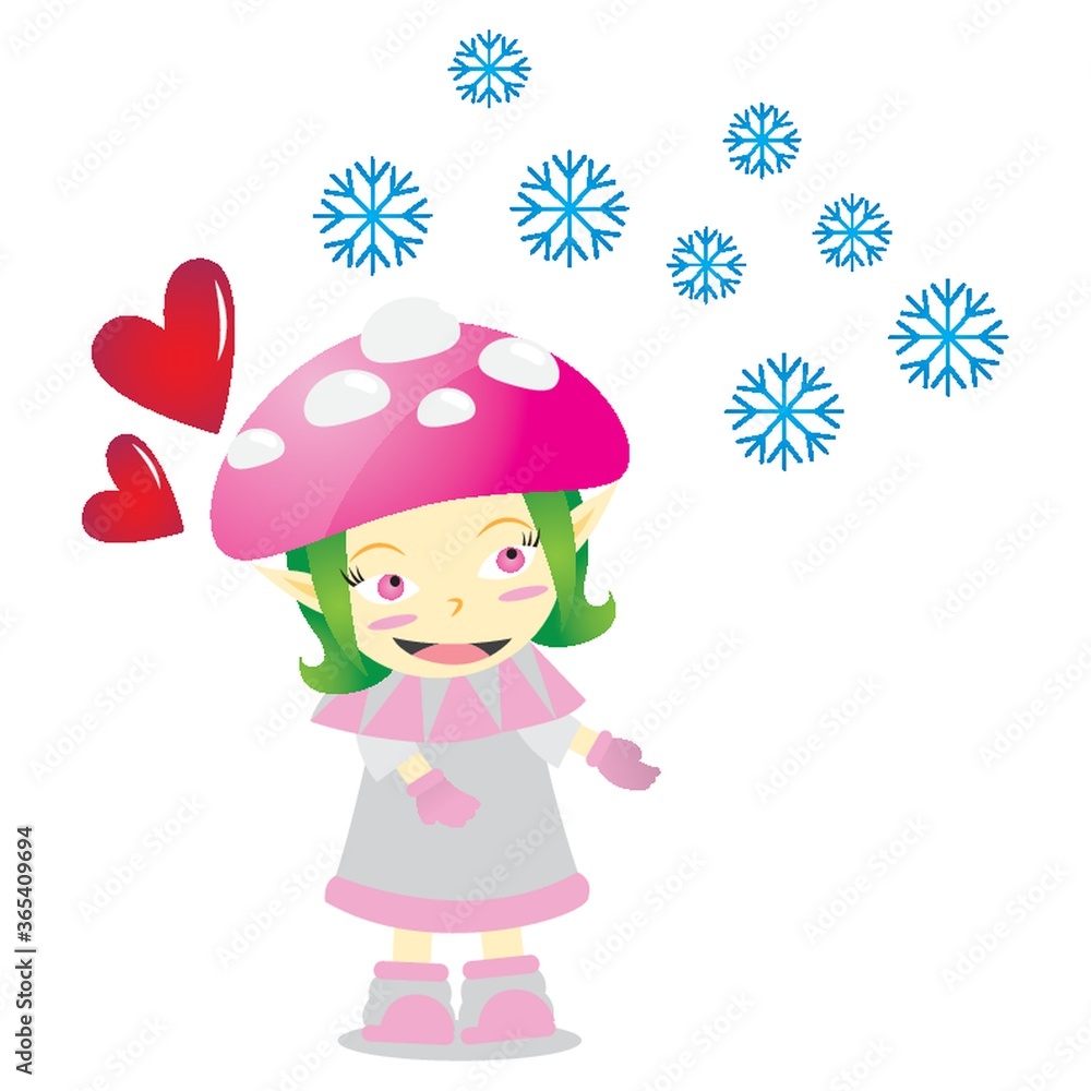 mushroom in love with snowflakes mushroom in love with snowflakes