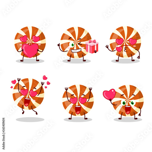 Spiral candy cartoon character with love cute emoticon