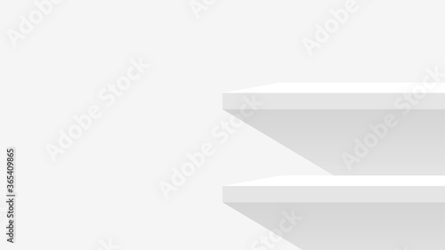 wood plank shelf on wall white grey pastel soft color, modern shelf for display show on space wall room, cute and chic counter desk panel for decoration, empty table top panel, background copy space