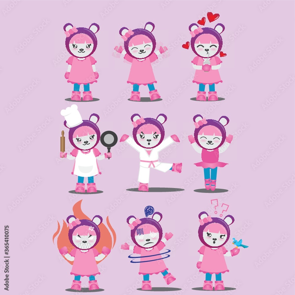 cartoon character with different actions