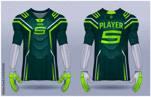 American Football jersey,t-shirt sport design template.uniform front and back view.