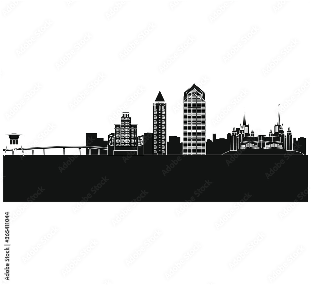 Naklejka premium San Diego, California United States city skyline. illustration for web and mobile design.