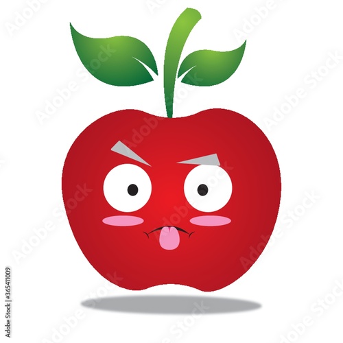 apple character with tongue out