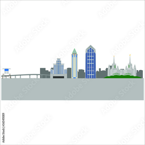 San Diego  California United States city skyline. illustration for web and mobile design.