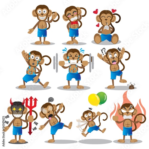 monkey with different actions
