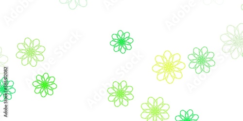 Light Green  Yellow vector natural layout with flowers.