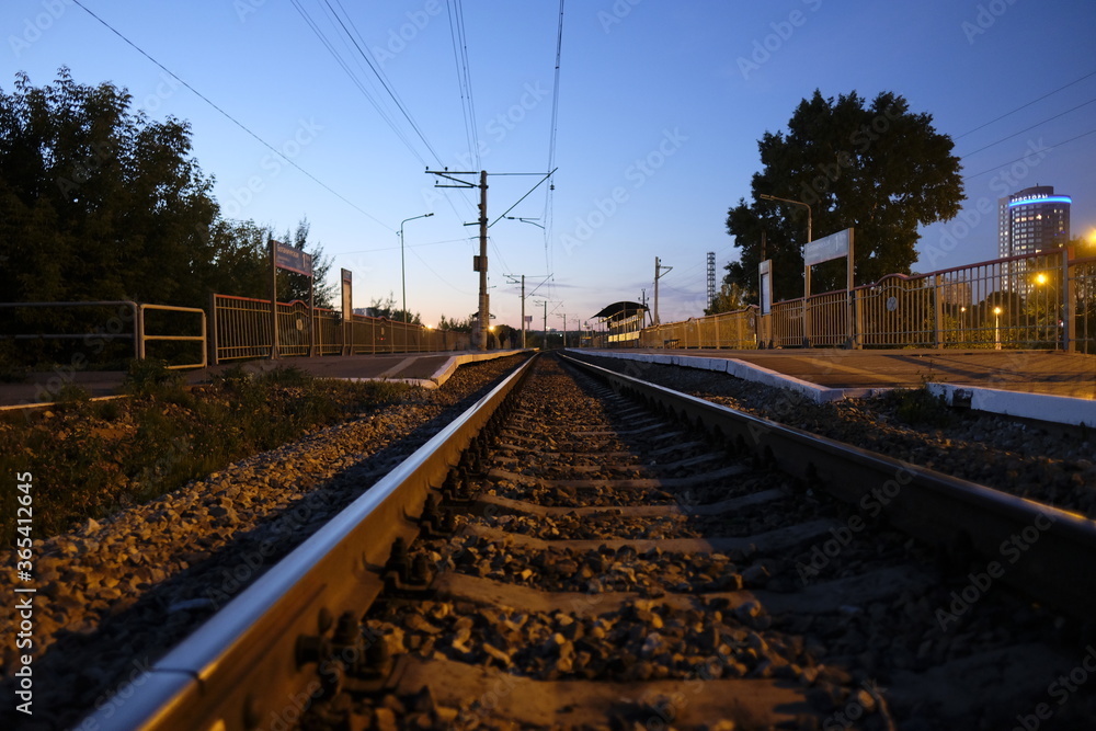 Fototapeta premium railway in the evening