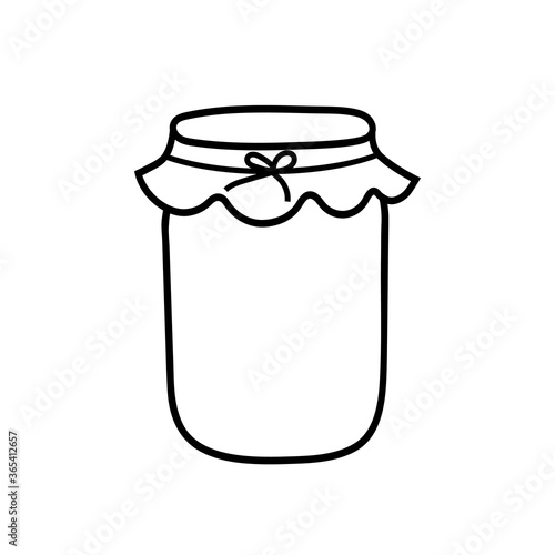 Vector objects black line jar isolated on white background.