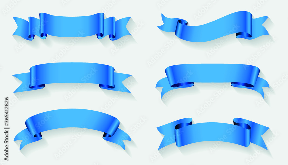 Set of blue ribbon banners.