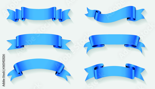 Set of blue ribbon banners.