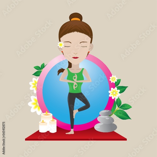 woman practicing yoga in tree pose