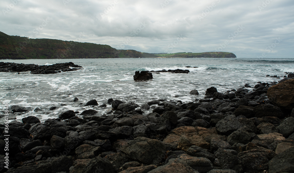 Rocks and sea at Cape Schanck on Mornington Peninsula in Victoria, Australia