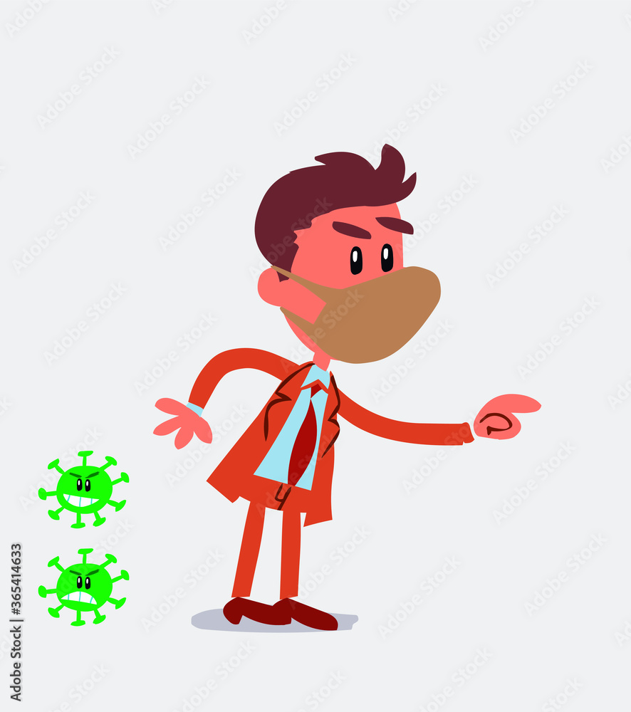 businessman with mask and virus COVID pointing something aggressively
businessman with mask and virus COVID pointing something aggressively