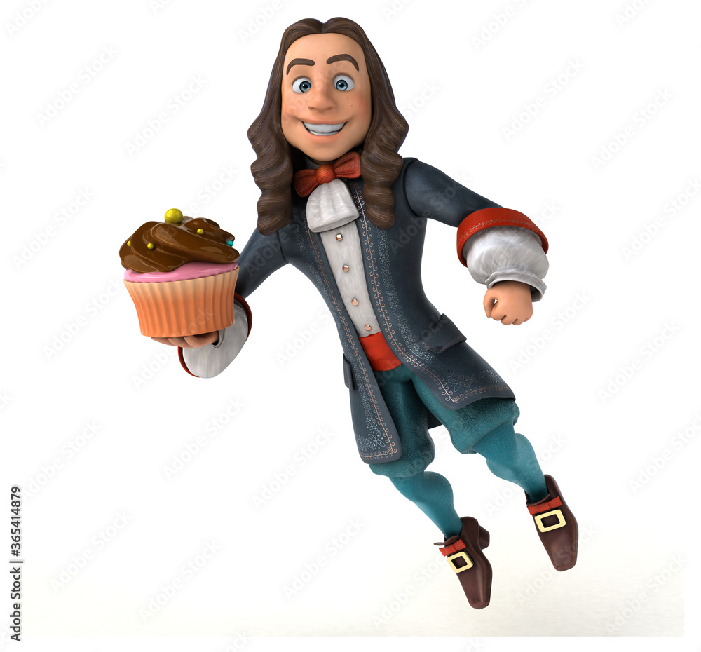 3D Illustration of a cartoon man in historical baroque costume 3D Illustration of a cartoon man in historical baroque costume
