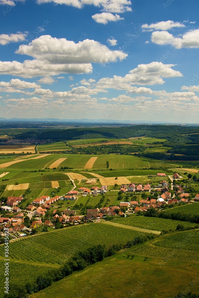 The colorful wine village Pavlov on the background of traditional landscape of region of Moravia (Morava), Czechia, middle/central Europe