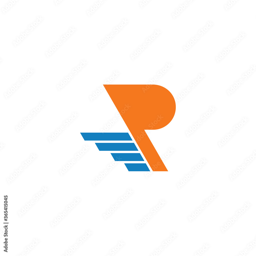 Logo template of letter r and wing. Simple flat style. Vector logo template ready for use. Logo template of letter r and wing. Simple flat style. Vector logo template ready for use.