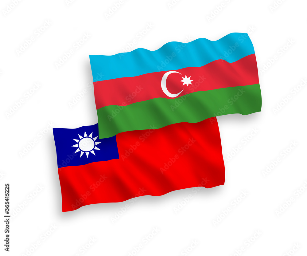 Fototapeta premium Flags of Azerbaijan and Taiwan on a white background