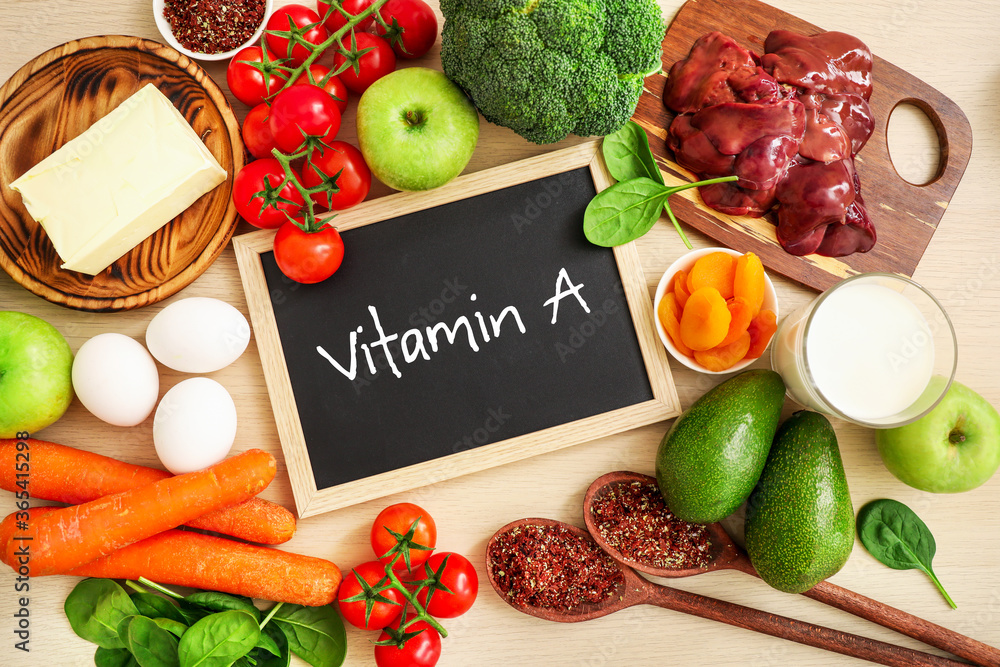 High vitamin A sources assortment - obrazy, fototapety, plakaty 