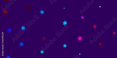 Light blue, red vector backdrop with virus symbols. © Guskova