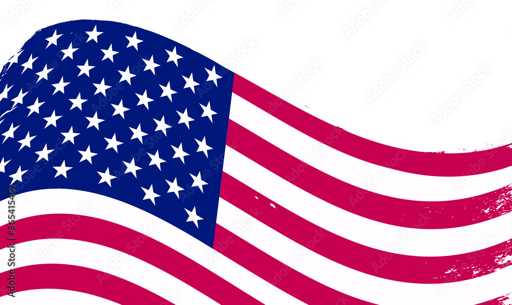 Fototapeta premium Vector wavy American flag background.