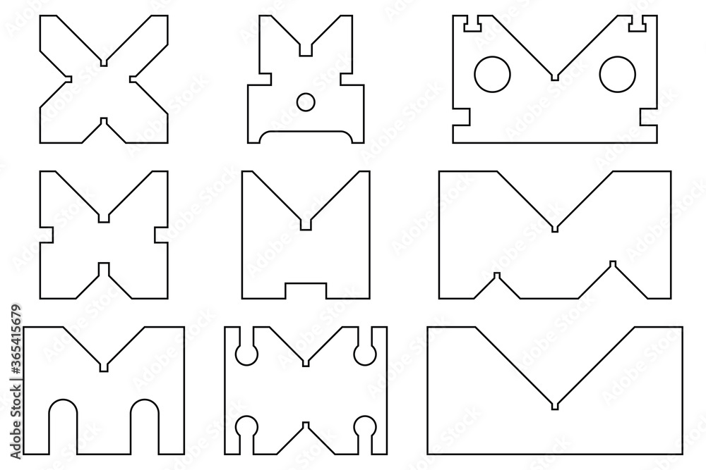 V block icons set. Working tools. Thin line vector V block icons set. Working tools. Thin line vector